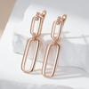 Glossy Hollow Rectangle Drop Earring For Women Fashion Natural Zircon  Rose Gold Color Daily Fine Ethnic Jewelry
