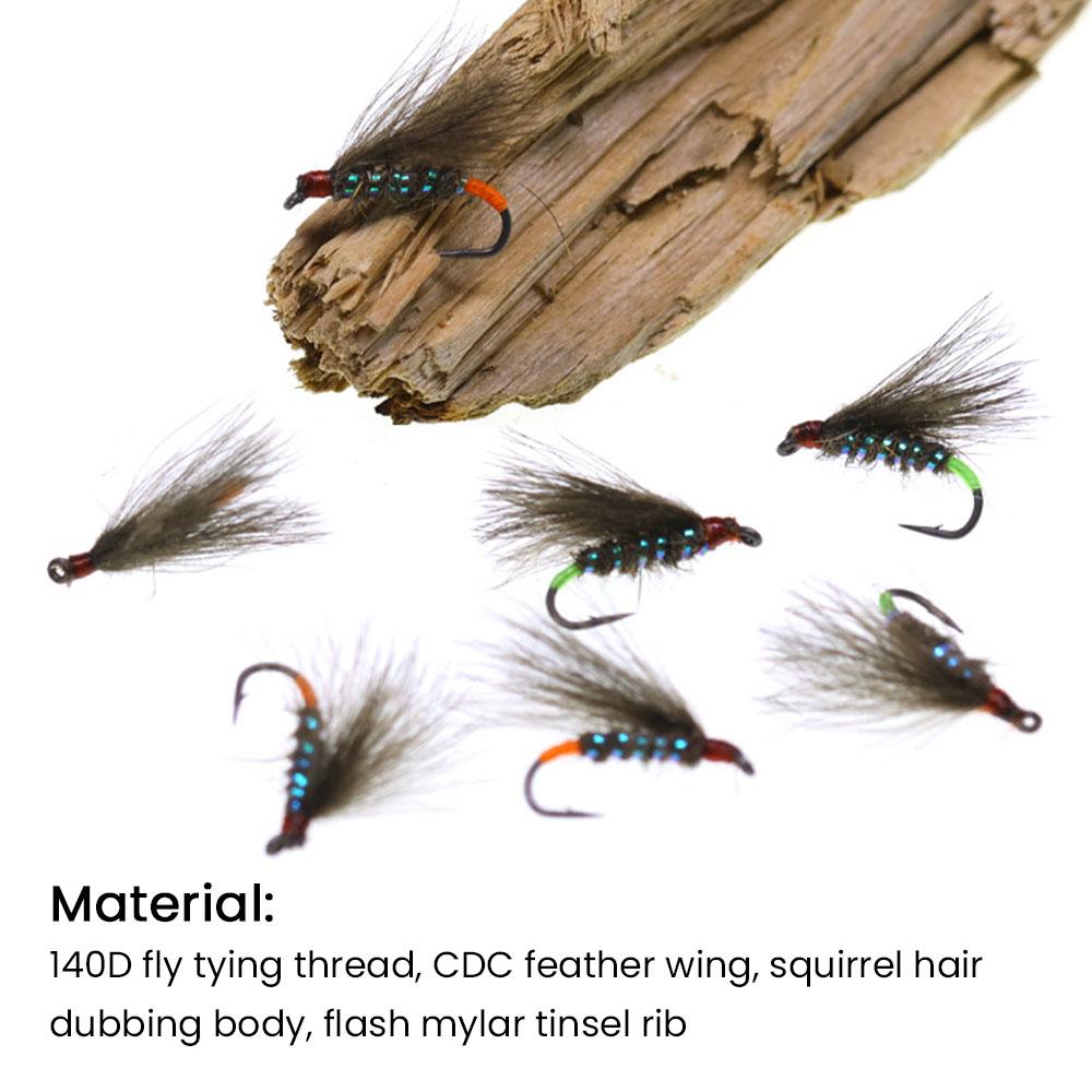 10PCS #16 CDC Emerger Dry Flies UV Reactive Floating Barbed Hook Trout Grayling Artificial Fishing Lures