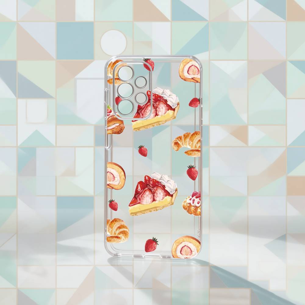 

Cute cake Phone Case For Samsung S25,S24,S21,S22,S23,S30,Ultra,S20,Plus,Fe Transparent Cover Samsung S225G