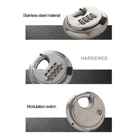 Stainless Steel Round Combination 4 Digit Password Lock Door Security Padlock