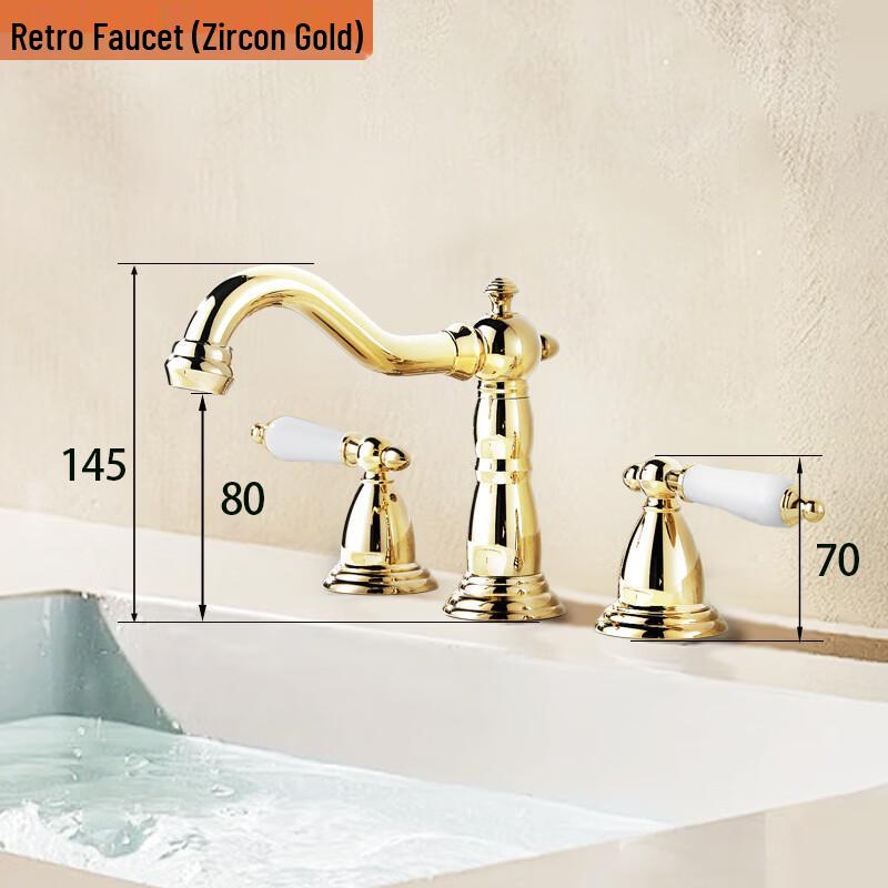 TLXT Zirconium Gold Ceramic Hot & Cold Basin Faucet