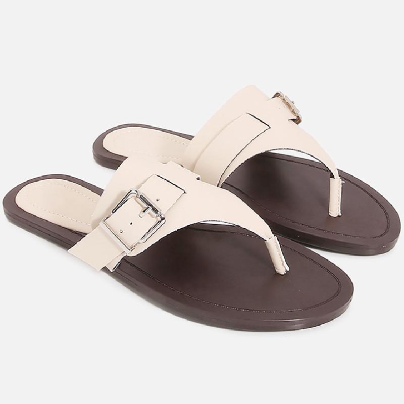Fashion Pointed Toe Clip-toe Women Flip-flops Open Toe Buckle Non-slip Women Flat Shoes Summer Fashion Comfortable Vacation Beach Shoes