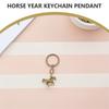 Vintage Style Horse Shoe Keychain Creative Design Stallion Charm Keyring  New Year Mascot