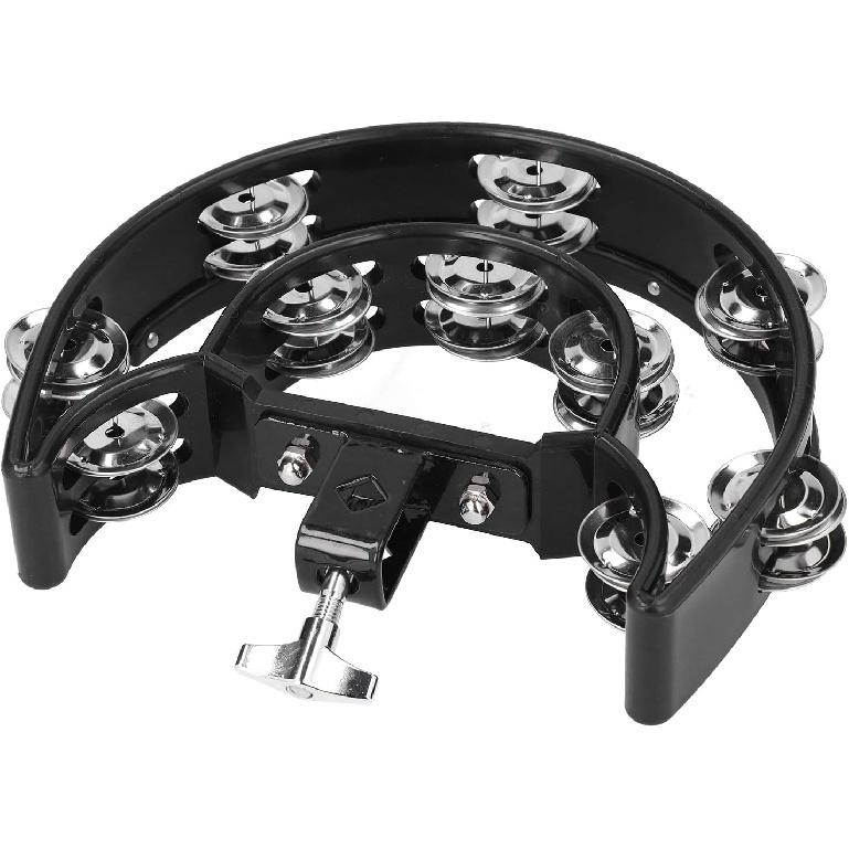 Hi Hat Tambourine Drum Set drum set tambourine with mounting Multifunctional Hand Bell Rattle Double Row Bells KTV Music Instrument Black tambourine