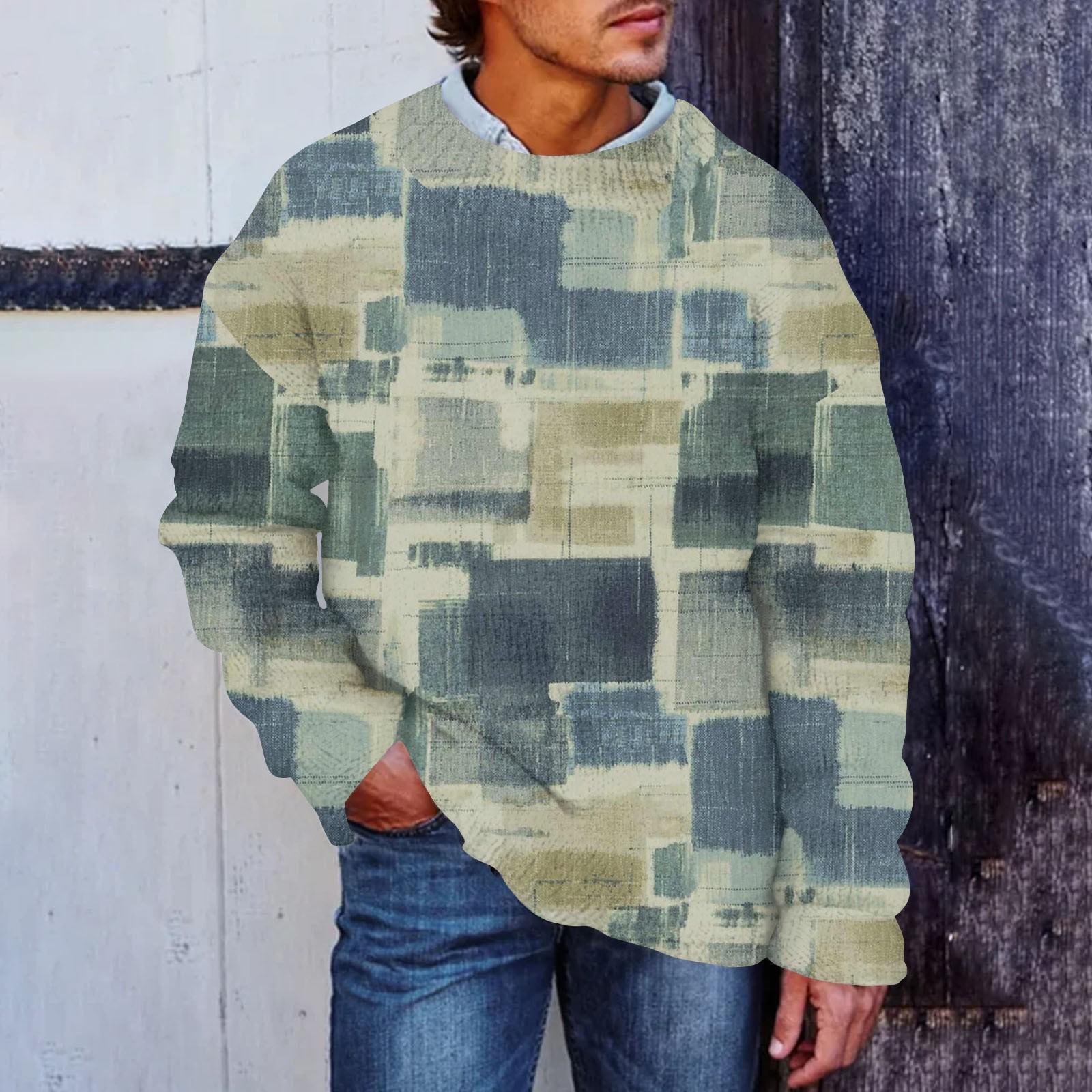 

Мужской принтованный синтетический свитер с круглым вырезом, спортивная одежда, свободный топ с длинными рукавами L