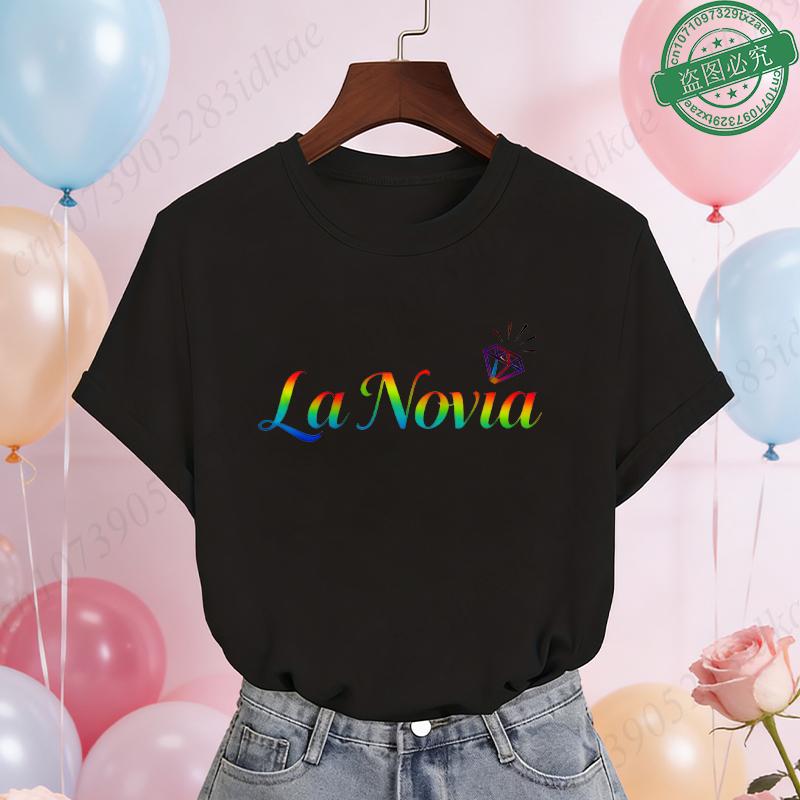 Spanish Girls Bridal Shower T-Shirts Team Bride Tribe Blouses Short Sleeve Tees for Bachelorette Hen Party Wedding Celebration