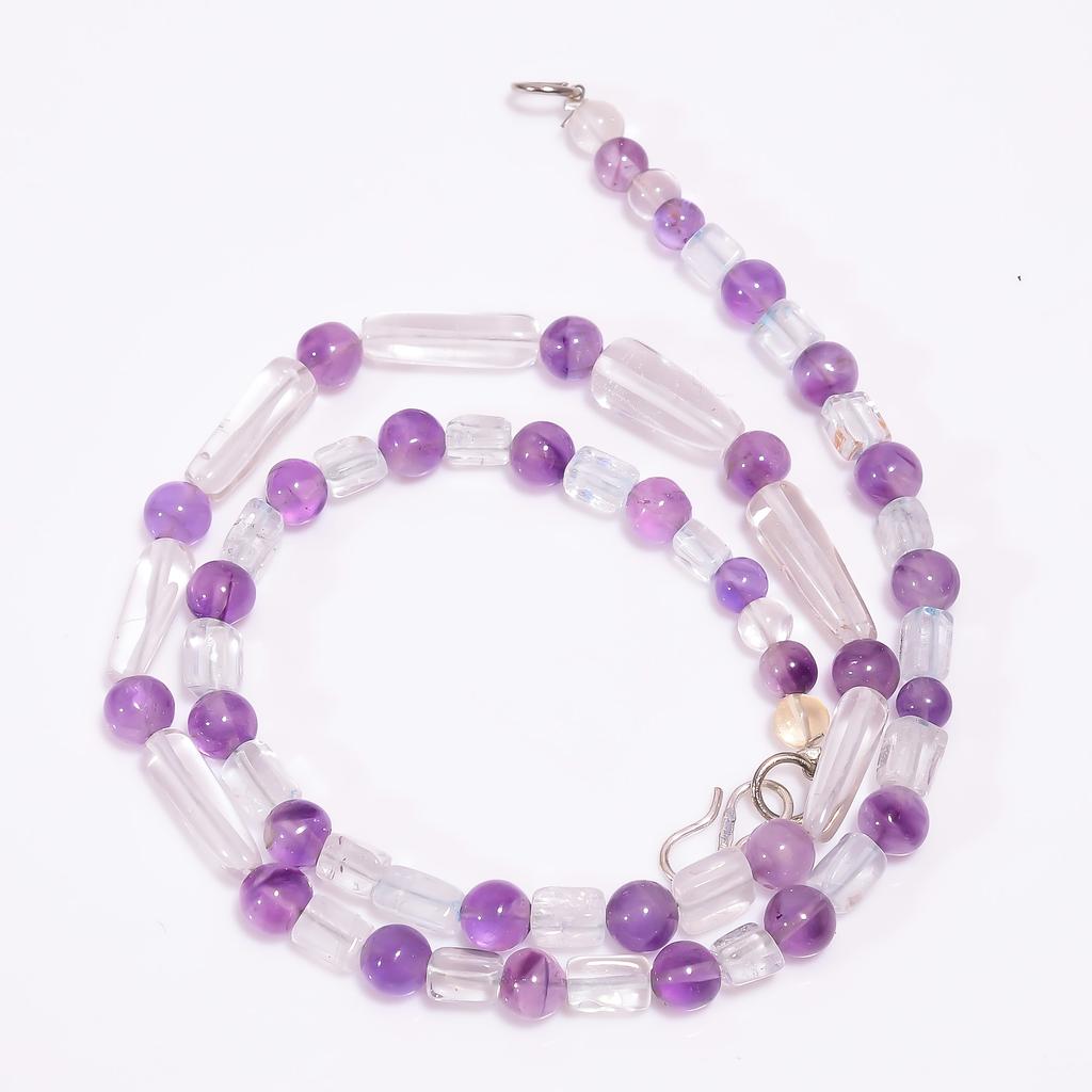 Natural Crystal Amethyst Gemstone Beads Necklace 5-17 mm 18" UB-8169 UB-8169
