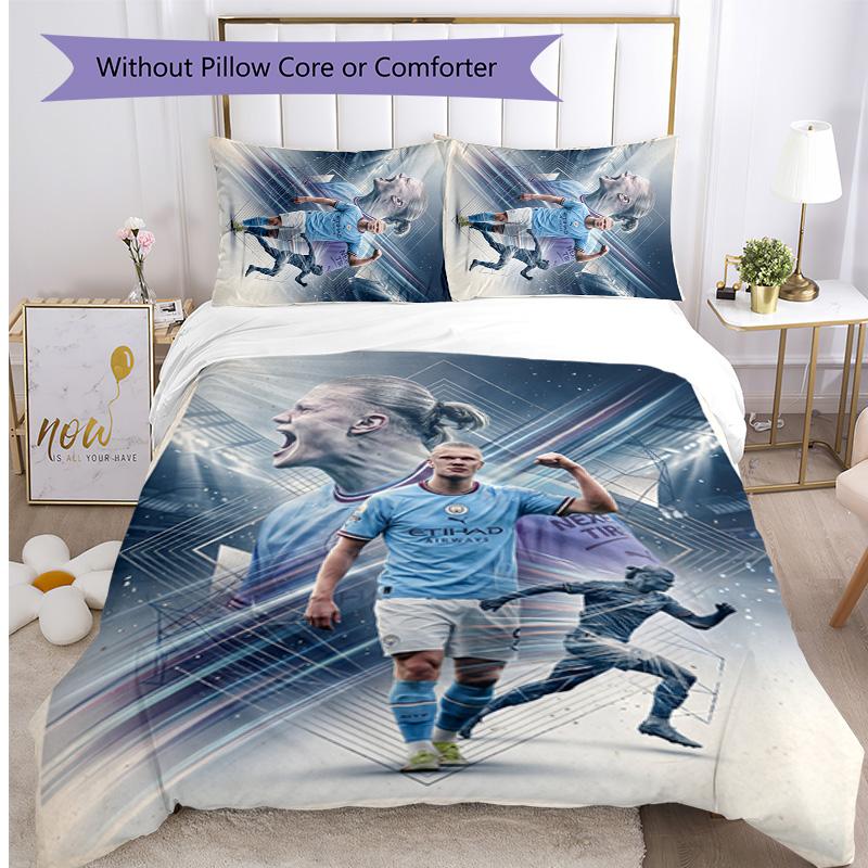 Set Biancheria da Letto 3 Pezzi Stampato Erling Haaland Traspirante Copripiumino con Federe Biancheria da Letto Decorativa per Camera da Letto Casa