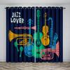 Music Stage Electric Guitar Shelf Drum Instrument Design Sunshade Curtains Living Room Bedroom Home Decoration Thin Curtains