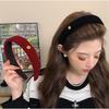 Red Velvet Wide Headband Women High Cranial Top Hair Hoop Elegant Versatile Outdoor Pressure Hair Band Autumn Winter Fashion Hair Accessories