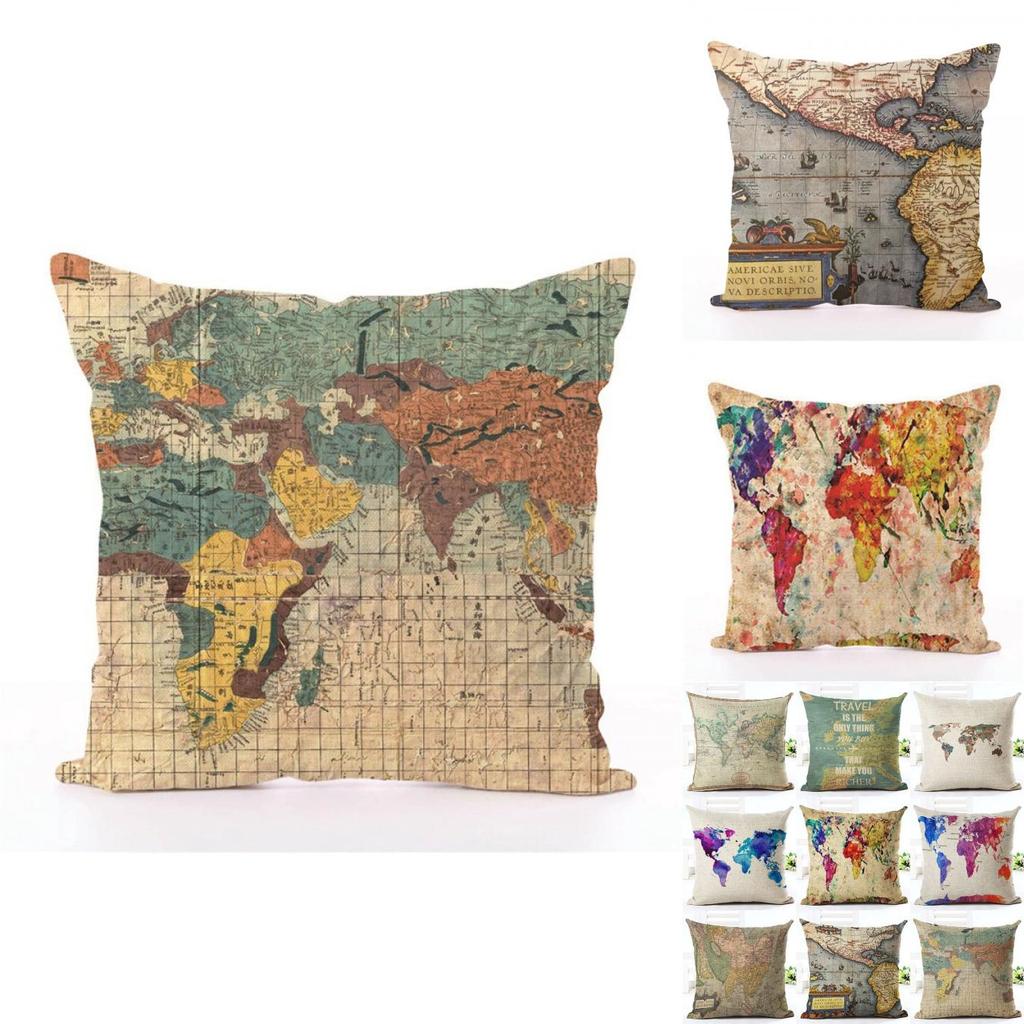 Hochwertiger Heimweltkarten-Druck Kissenbezug für elegante Sofadekoration