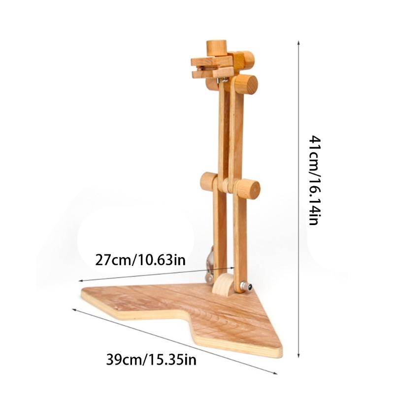 Desktop Wood Embroidery Hoop Holder Height Adjustable Embroidery Frame Stand For Beginner Stitching Needlework Craft