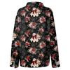 Women Button Down Long Sleeve Collared Shirt with Halloween Themed Print Casual Fit Blouse Top