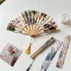 Chinese Style 7-Inch Silk Dragon Folding Fan with Bamboo Ribs - Women's Gift or Dance Display Fan