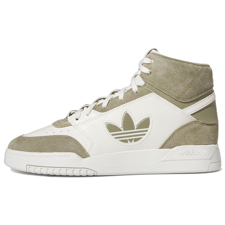 Adidas Originals Drop Step XL Comfortable Trendy Lightweight Durable Non-Slip High-Top Skate Shoes Unisex Skate Shoes White Olive-Green FZ5709