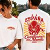 Spanien 2026 Världsmästare 2 Stjärnor Grafisk Fotbollsfan Sommar T-shirt 100% Bomull Unisexs Unisexs Y2k Populär Oversized Vardaglig T-shirt