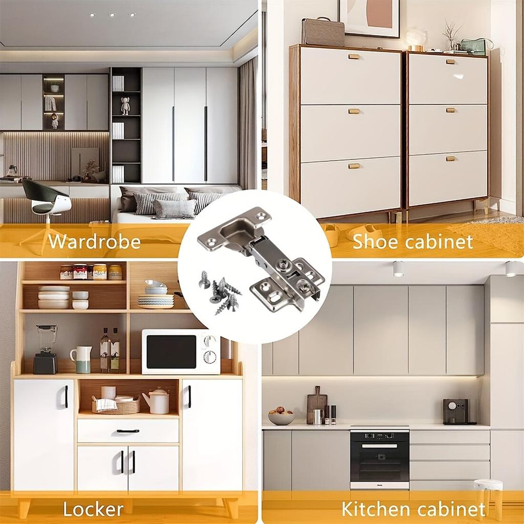 Cupboard Hinges – Full Overlay Soft Close, Cold Rolled Steel, 95°-105° Opening, 35mm Bend for Kitchen Cabinet with Screws