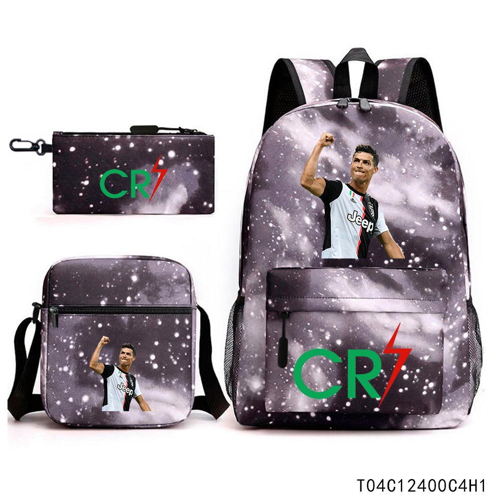Luo Qixing Three-Piece Schoolbag, Male And Female Students Leisure Bag, Printed Large-Capacity Outdoor Backpack