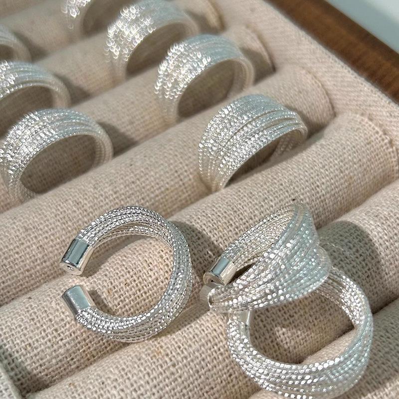 Art Deco Geometric Ring Retro Niche Design Multi-layer Thin Glitter Line Ring Female Fashion Personality Cold Wind Senior Sense Hand Jewellery