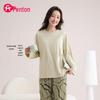 Fenteng Women's 100% Cotton Pajama Set with Built-in Pads