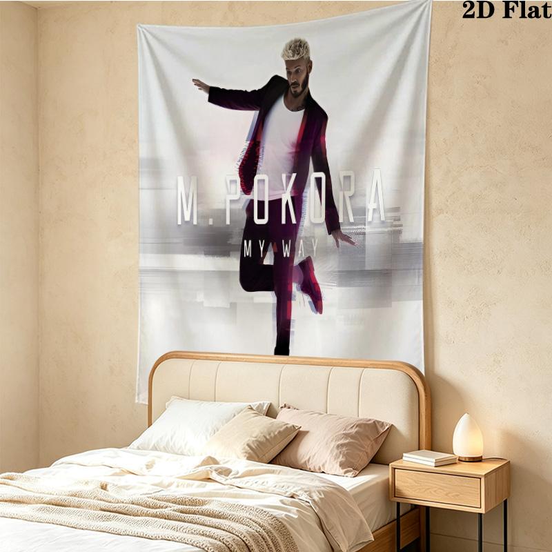 M Pokora Wall Tapestry Aesthetic Wall Hanging Printed Fabric Blanket Decorative Tapestries For Bedroom Living Room Home Decor