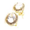 Les Trésors De Lily [J0357] - Gold Plated Earrings 'Sissi' White Gold - 10x8 Mm