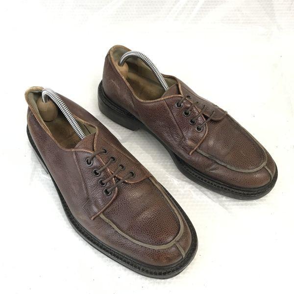 Italy Vintage Hawkins Mackay U-Tip Pebbled Leather Shoes 41 26-26.5cm Brown(USED)