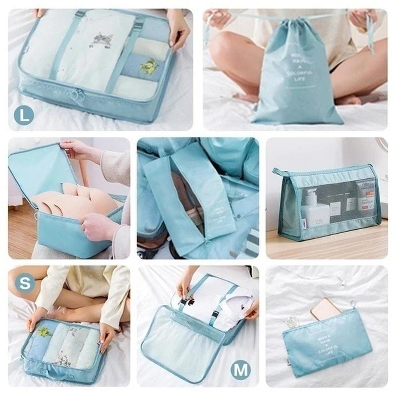 8PCS Set Organizer Bags for Travel Organizer Bags Accessories Luggage Suitcase Organizer Waterproof Wash Bag Clothes Storage