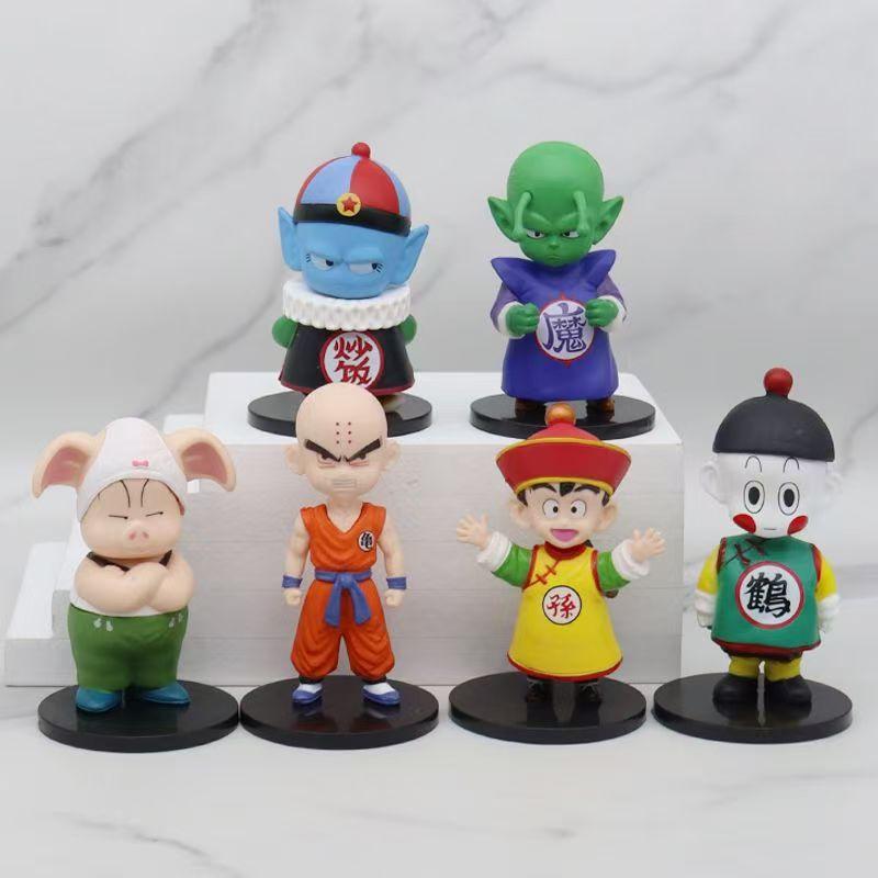 6Pcs/Set 10cm Anime Dragon Ball Goku Uron Gohan Krillin Figure Set Toy Q Edition Figure Model PVC Children Collect Birthday Gift