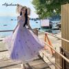 2026 New Fairycore Summer Women Romantic Midi Dress Spaghetti Strap Sweet Holiday Dress Sleeveless Butterfly Mesh Feminine Dress
