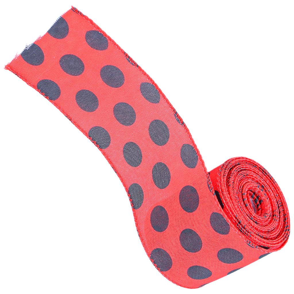 2.5" X 5.5Yard Ladybugs Ribbons Lady Bug Wire Edged Wrapping Ribbon Red Polka Dot Wired Edge Ribbon Red Dot Craft Ribbon