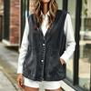 Women's Casual Color Button-Down Top with Lapel Collar and 3/4 Sleeves Loose Fit