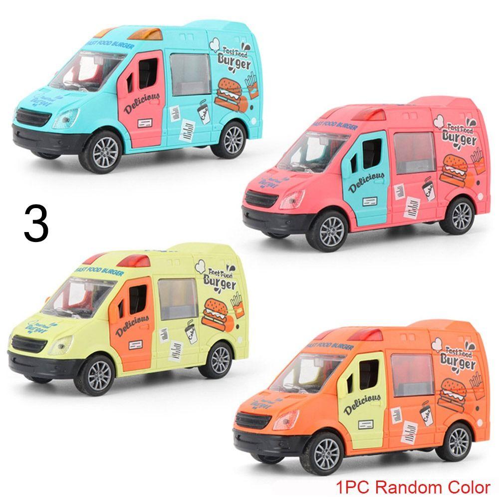Door Push Forward/Backward Ice Cream Truck Kitchen Role Play Mini Inertia Car Van Lorry Model