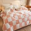 Checkerboard Thickened Coral Fleece Winter Blanket Double Sided Plush Warm Quilts for Bed Super Soft Queen Size Winter Comforter