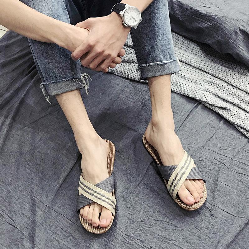 Cotton and Linen Non-Slip Home Slippers for Men and Women – Indoor Summer Slippers with Thick Bottom for Wooden Floors.