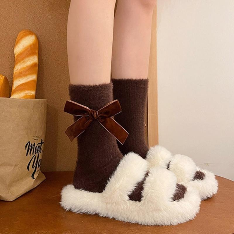 Cute Bowknot Socks for Women Middle Tube Sock Stylish Princess Dress Socks with Delicate Detail