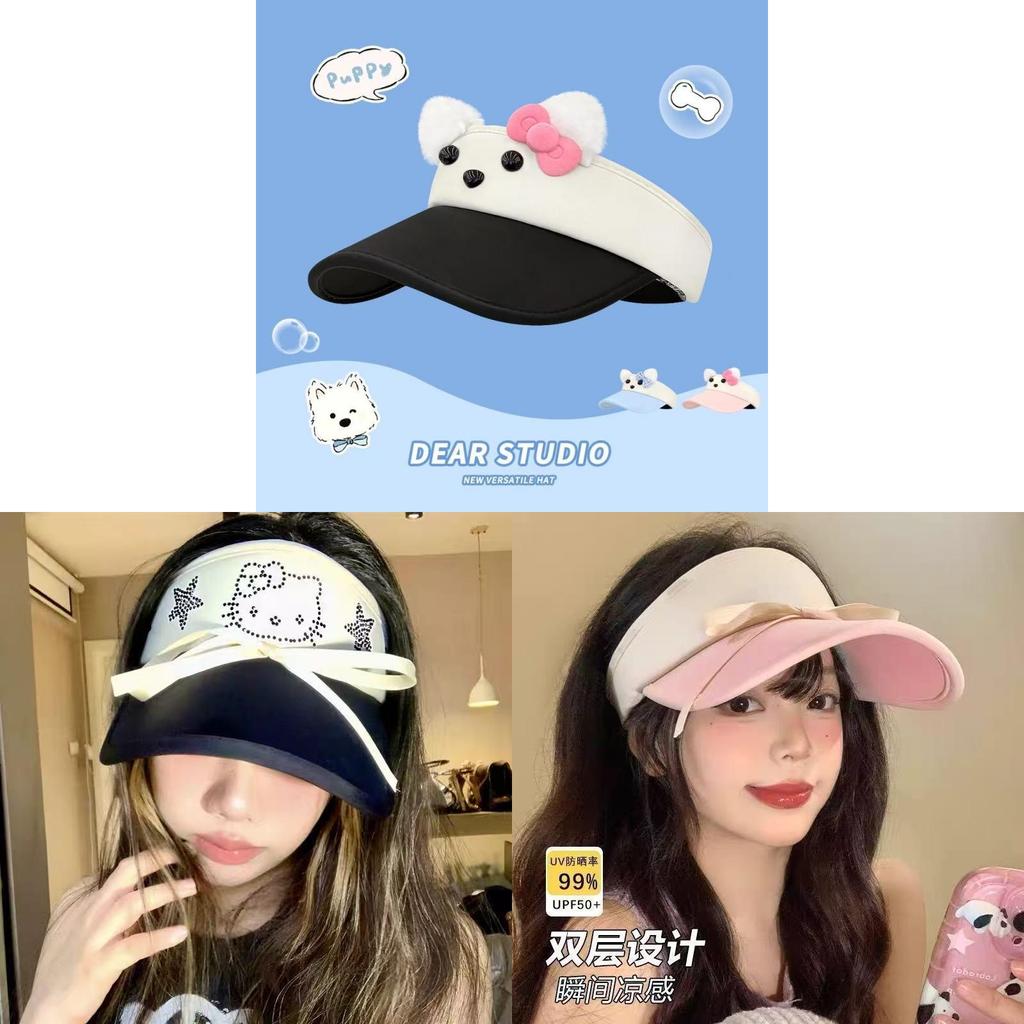 Hellokitty Sun Protection Hat With Wide Brim For Girls Summer Sunshade Cap