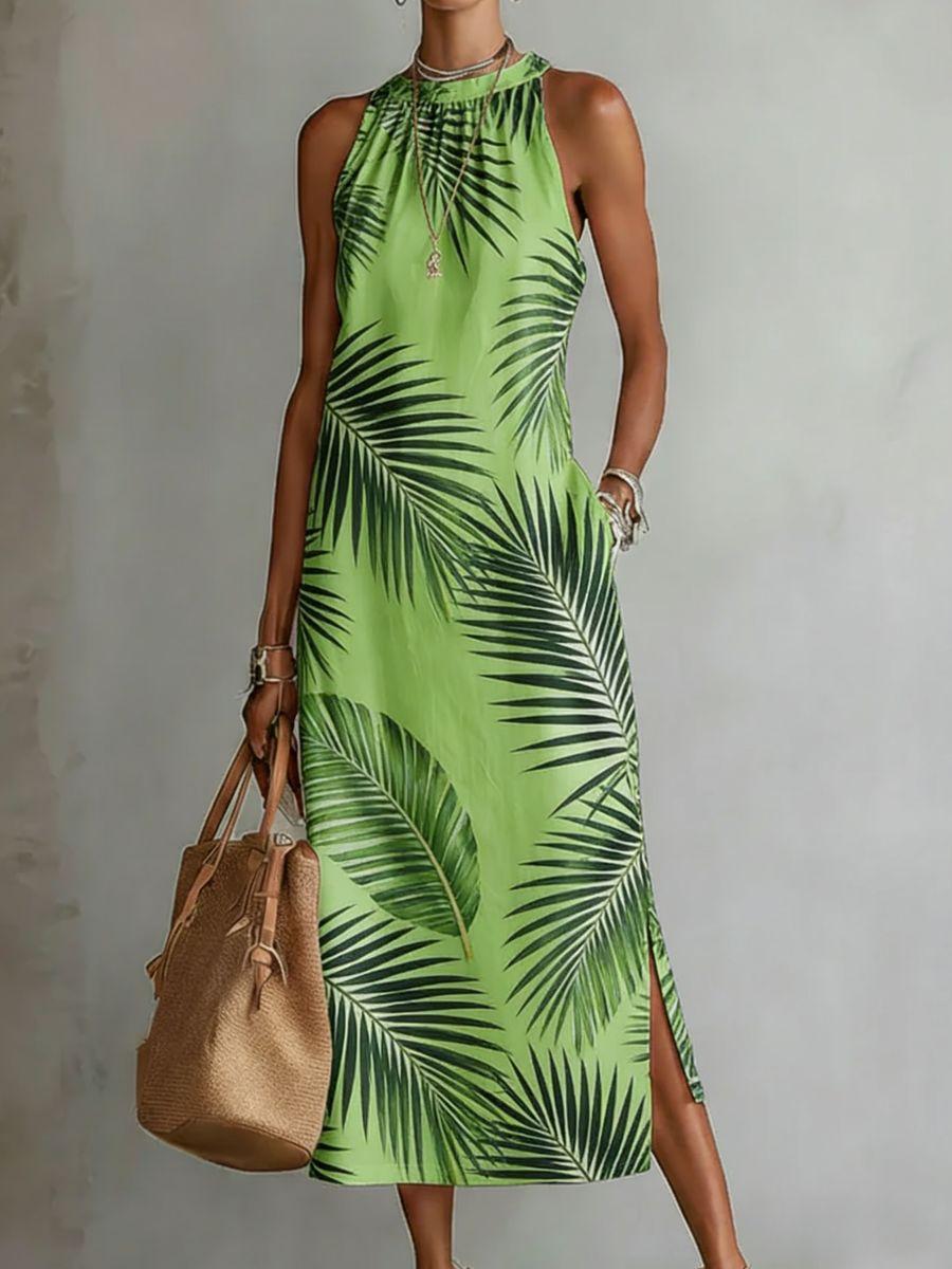 2025 European, American Amazon Independent Station Spring Women s Clothing Neck Holiday Solid Color Sleeveless Dress S