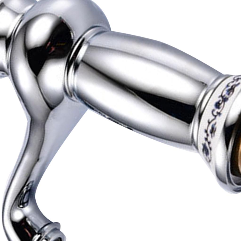 Ceramic Antique Brass Faucet Single Handle Blue White Porcelain Long Neck Faucet Durable Mixer Sink