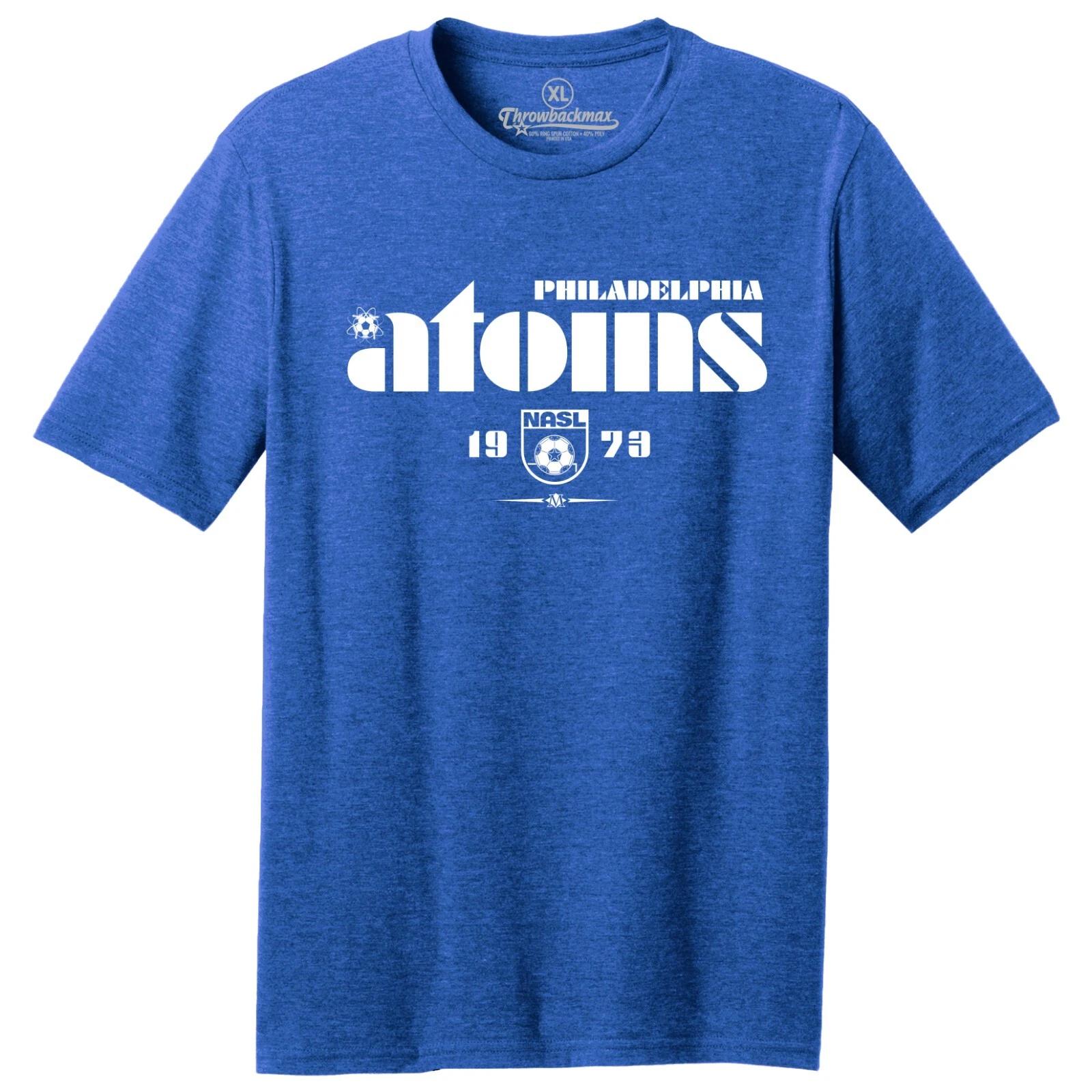 Philadelphia Atoms 1973 Logo NASL Soccer TRI-BLEND Royal Heather Tee Shirt M