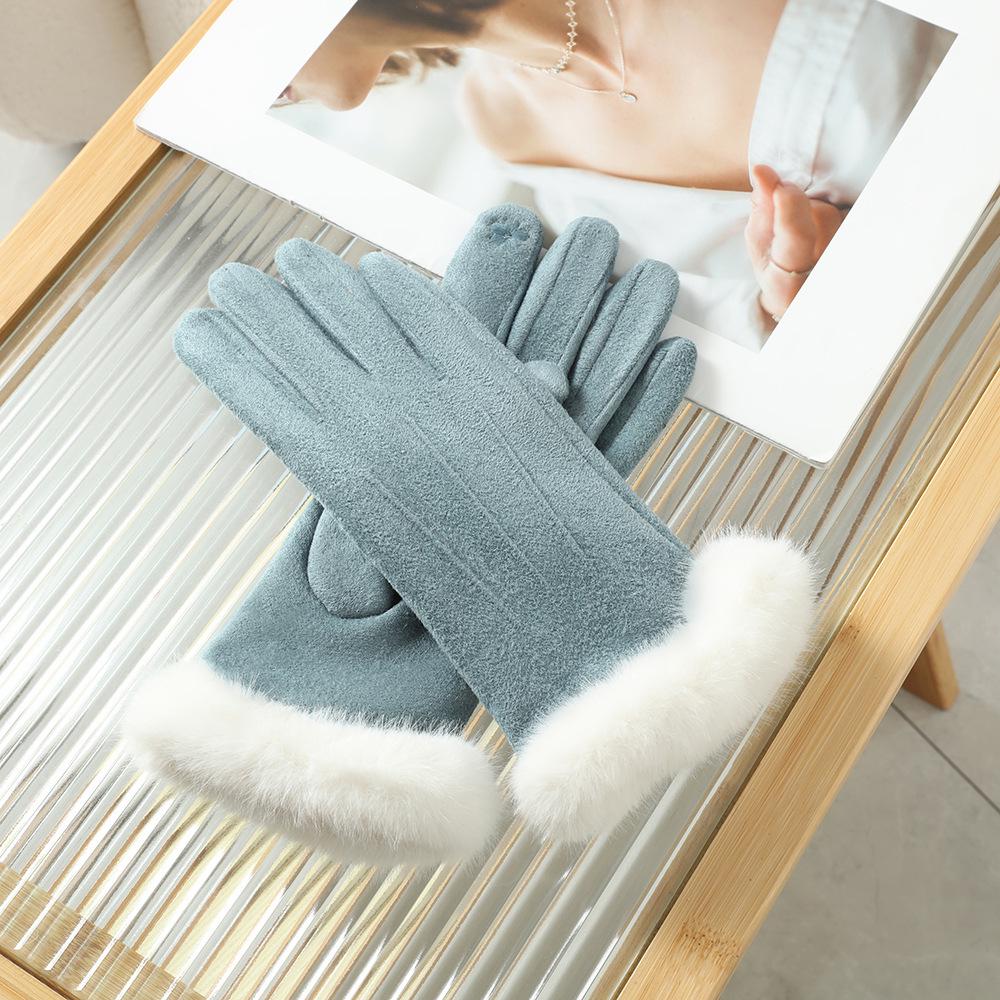 Women's Suede Winter Gloves: Warm, Fleece-Lined, and Windproof for Cycling and Driving