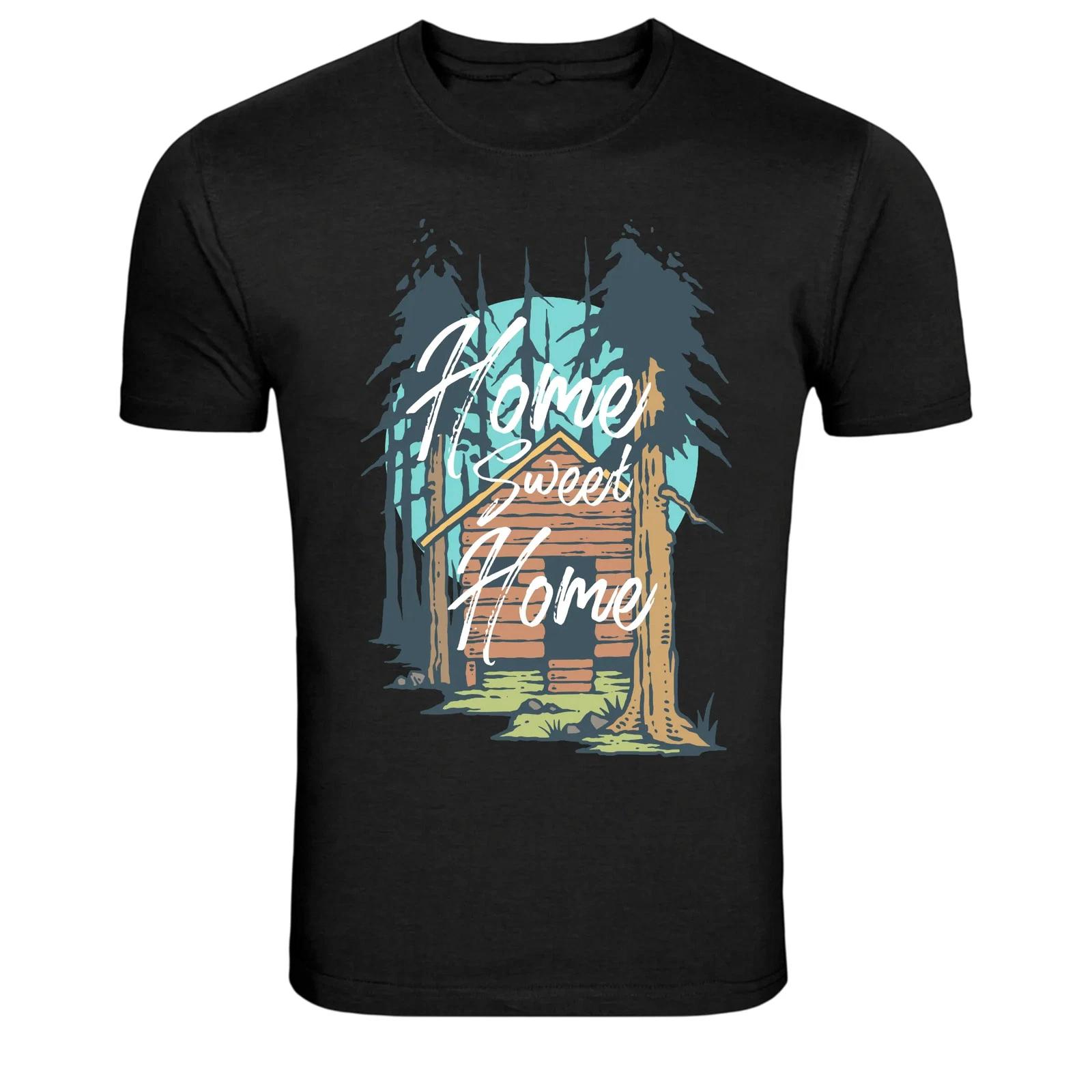 Home Sweet Home Cabin Forest Nature Vintage Graphic T-Shirt L