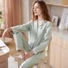 Pajamas women spring and autumn new long-sleeved outer wear Korean version of sweet loungewear cardigan lapel set