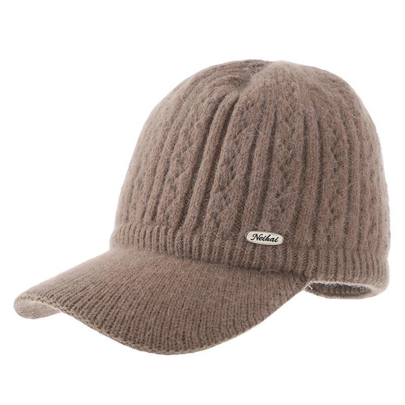 Chapeau d'automne et d'hiver pour femmes, bonnet tricoté épais en polaire, chapeau haut vide, chapeau de sport chaud de mode d'extérieur