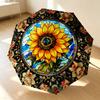 Sunflower Garden 8 Ribs 3Fold Black Glue Uv Protection Umbrella Sun Protection Rainproof Compact Folding Umbrella For Travel Daily Use C9241237