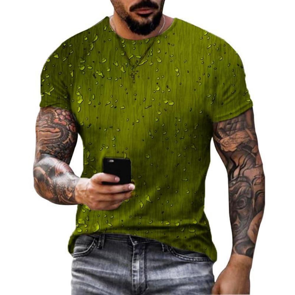 Men's 3D printed T-shirt with geometric printing, summer round neck short sleeved loose casual children's bottom shirt