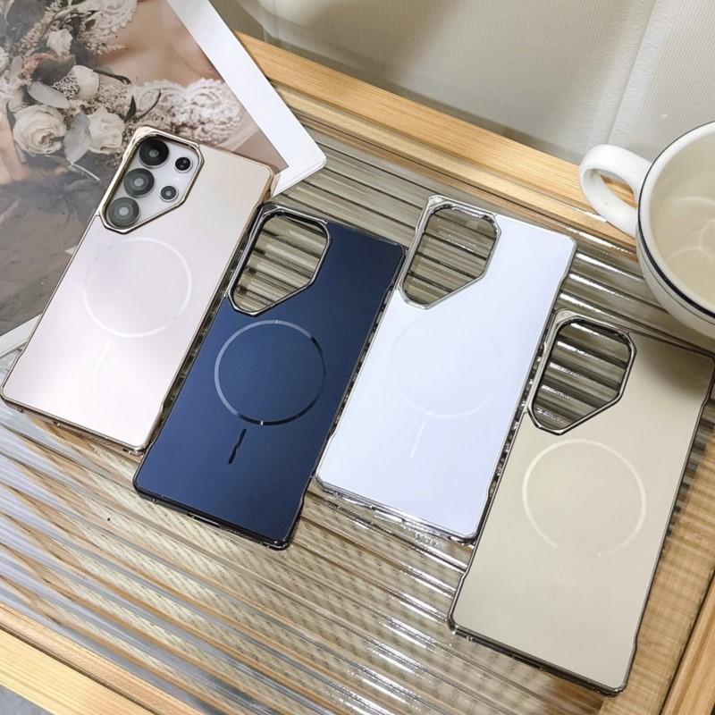 Frameless AG Matte For Magsafe Case for Samsung Galaxy S25 S24 S23 Ultra Magnetic Wireless Charging Luxury Plating Armor Cover