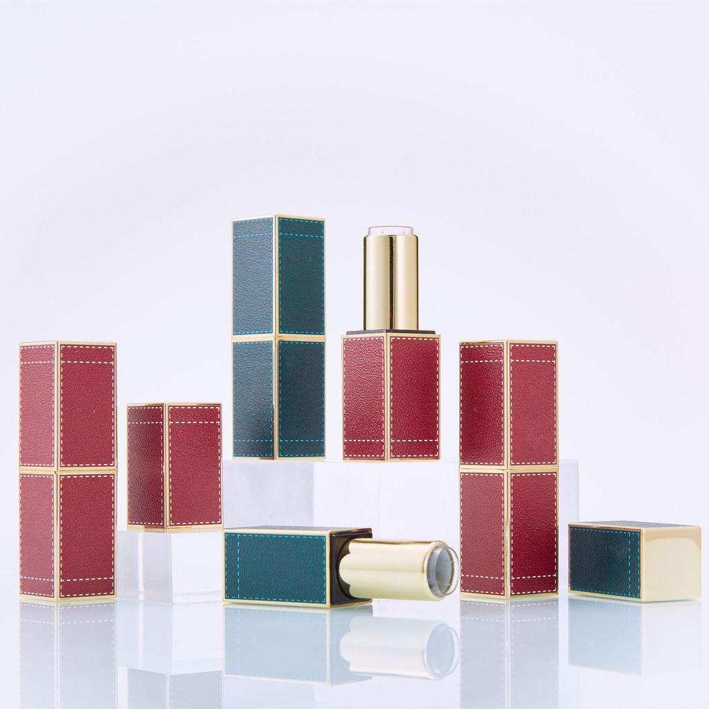 Handmade Leather Texture 3D Printed Magnetic Lipstick Tube - Orange, Red, Green