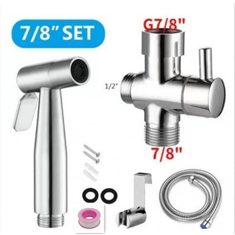 Women's Bidet Sprayer Set: High-Pressure Booster Faucet, Shower Head, and 304 Stainless Steel Toilet Splitter.