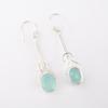 Aqua Chalcedony Gemstone 925 Sterling Silver Jewelry Handmade Earrings 1.76" EE-171-17